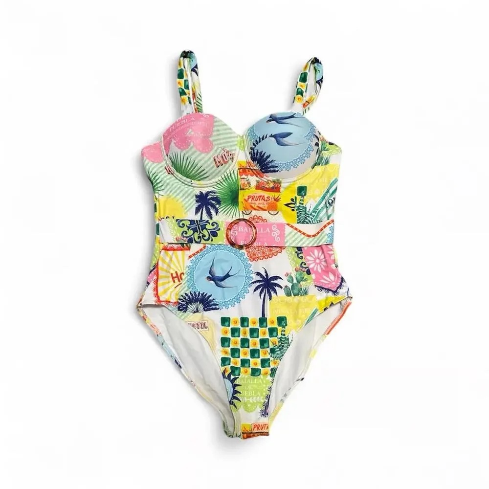 TFY Collection Tropical Print One Piece Swimsuit Size S